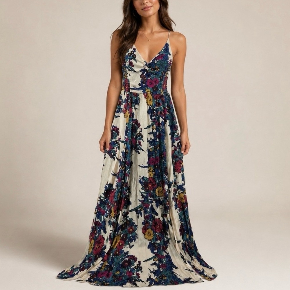 Free People Through the Vine Floral Maxi Dress womens size XS
